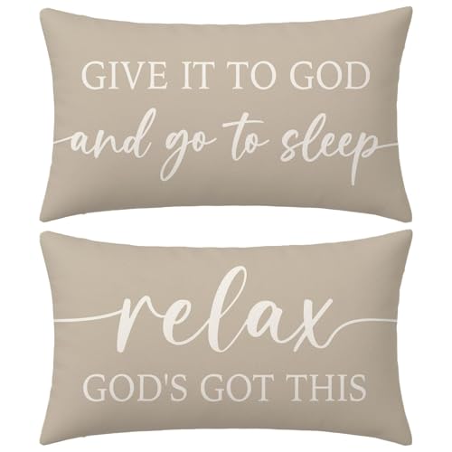 Warm Beige Lumbar Pillow Covers 12x20 Inch Set of 2 - color: Warm Beige