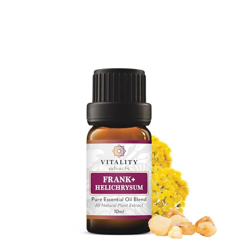 Vitality Extracts Frank+ Helichrysum Essential Oil Blend - 10ml, Frankincense Boswellia Seratta, Aromatherapy, Soft Skin, Relief from Daily Aches & Soreness, Natural - size: 0.34 Fl Oz (Pack of 1)