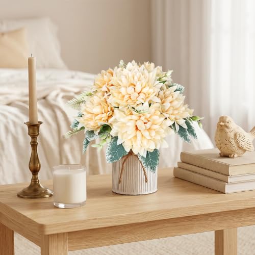 6 Set Pre-Made Flower Table Centerpieces (Champagne, 6 X Dahlias Table Centerpieces) - color: Champagne, size: 6 X Dahlias Table Centerpieces