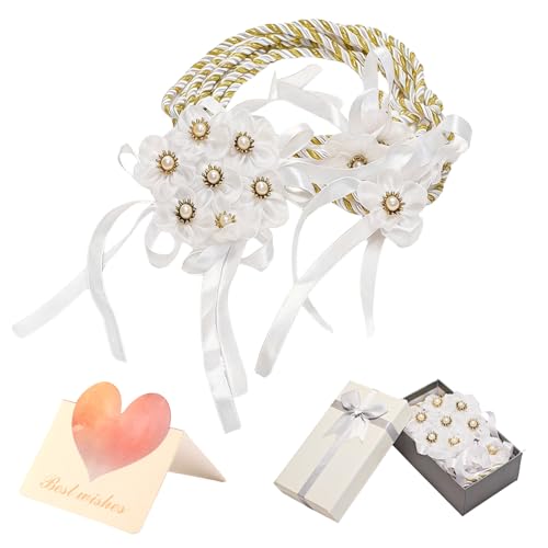 Lazo para Boda Set, Wedding Lasso Traditional Catholic Ceremony Cord with Lazo de Bodas para los Novios - color: White-3