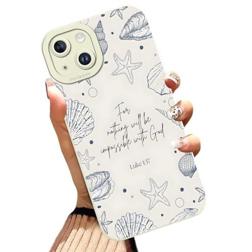 Summer Beach Shells Phone Case for iPhone 14 Case Christian Bible Verses Pattern Shockproof Soft Protective for Women Men Phone Cover Funda for iPhone 14 6.1 Inch - color: Summer, size: for iPhone 14