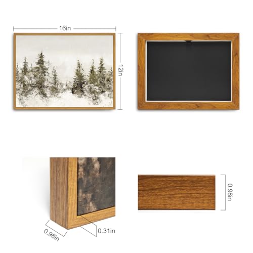 Roslynity Framed Canvas Wall Art Vintage Print Paintings Winter Forest Christmas Trees Landscape Nature Spruce Watercolor Xmas Retro Artwork for Home Living Room Bathroom Wall Decor (12"x16") - color: Vintage Christmas Trees, size: 16"L x 12"W