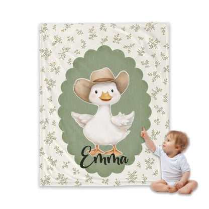 Personalized Cowboy Goose Blanket, Custom Baby Throw - color: #Ver13