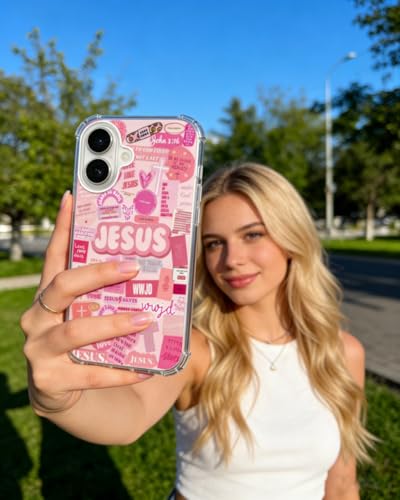 Pink Christian Aesthetic Phone Case Compatible with iPhone 17, Jesus Affirmation Verses Phone Cover for iPhone 17 - color: Pink Aesthetic