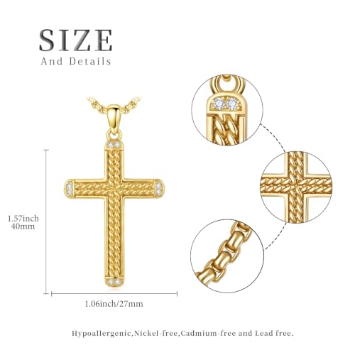 14K Gold Plated Cross Pendant Necklace Christian Jewelry Religious Gift - color: A01-Cross Gold