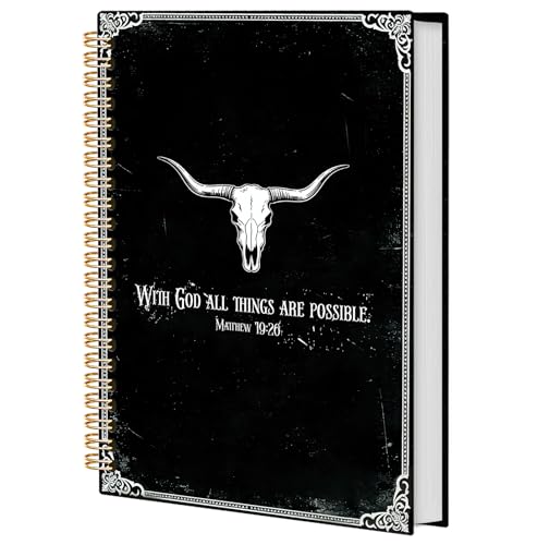 BNHJKFQZ Retro Gothic Black Christian Spiral Notebook,Bible Journal for Women, Christian Gifts for Women Girls, Prayer Bible Study Supplies Journaling Notebook, Hardcover Spiral Notebooks 5.5 x 8.3 - color: Bible -balck