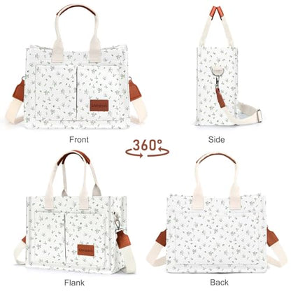 LHMTQVK Canvas Tote Bag for Women, Work & Bible Study Handbag - color: Gray Flower