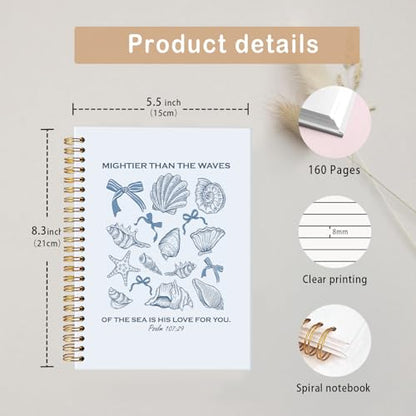 MOFUYU Bible Journal for Women,Blue Coquette Notebook for Girls - color: white(Blue-2)