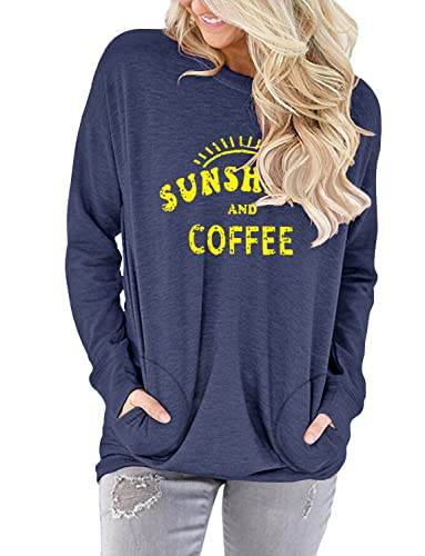 onlypuff Long Sleeve Shirts for Women Fall Fashion Tops Clothing - color: 01 Navy, size: Small
