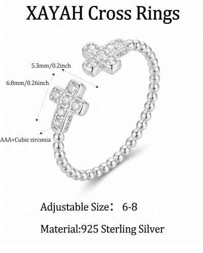 925 Sterling Silver Dainty Gold Cross Stackable Ring for Women Mom Daughter - color: Silver