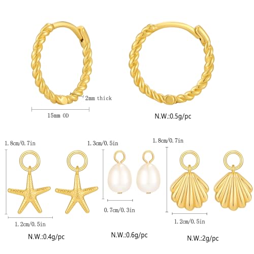 Small Gold Twisted Huggie Hoops Interchangeable Charm