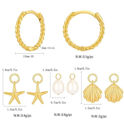 Small Gold Twisted Huggie Hoops Interchangeable Charm
