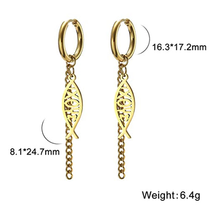 Earrings For Women Jesus Fish Faith Symbol Earrings Stainless Steel Chic Arc Fish Hook Earrings Christian Jewelry - color: gold 1