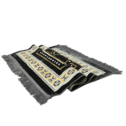 Turkish Muslim Prayer Rug, Mat with Beads for Men Women, Ramadan Hajj Gift (Gray) - color: Grey