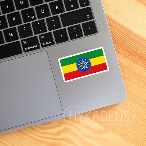 (3Pcs) Ethiopia Flag Sticker – Ethiopian Stickers National Flags Waterproof Vinyl Decals for Laptop, Water Bottle, Scrapbook, Phone Case, Luggage, Hard Hat, Helmet, 3" x 1.6" - color: Ethiopia