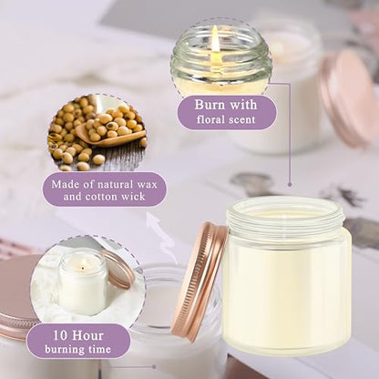 ACITHGL 36 Pcs 4oz Mini Mason Jar Candles Small Scented Candles Bulk Aromatherapy Ideal Souvenir Favors for Wedding Birthday Party (Freesia, Lavender, Jasmine, Pink) - color: Pink, style: Freesia, Lavender, Jasmine