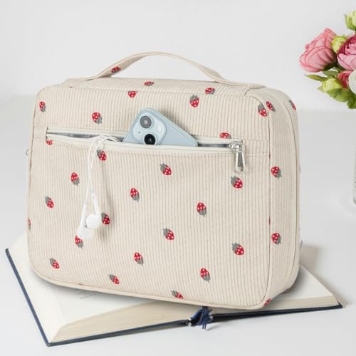 JIANYA Bible Cover Case for Women, Strawberry Bible Carrying Case Bible Carrier Bag for Girls with Handle and Zipper Pocket