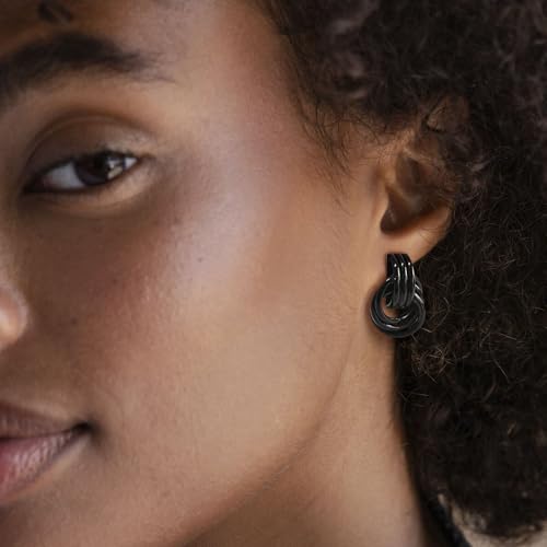 14K Gold Earring Cross Waterdrop Butterfly Heart Knot Earrings for Women Gold Silver Cross Leverback Drop Gold Silver Teardrop Hoop Dangle Earring White Gold Dangle Drop Earring - color: Black-Statement Knot Dangle Earring