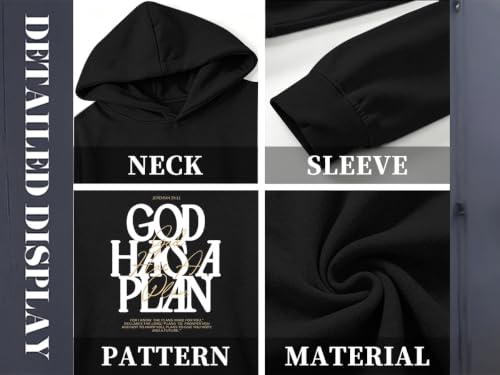 Christian Hoodies for Men God Has a Plan Graphic Tops - color: Black, size: XX-Large