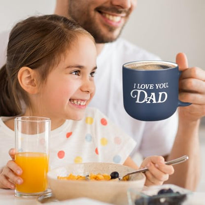 Christian Art Gifts I Love You, Dad Ceramic Coffee Mug, Non-toxic, Microwave/Dishwasher Safe, Navy Blue & White, 14 oz., Gift for Dad, Malachi 4:6 Bible Verse on Back - color: Navy Blue/Love You Dad, size: 14 Ounces