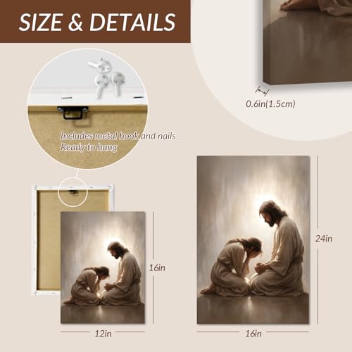 FASWQ Wrapped Canvas Jesus Comforting Woman Christian Wall Art 20x30 in - color: JesusConfession, size: 30"L x 20"W