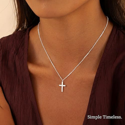 Moodear Cross Necklace for Women, Dainty Faith Pendant, Christian Jewelry - color: Sterling Silver