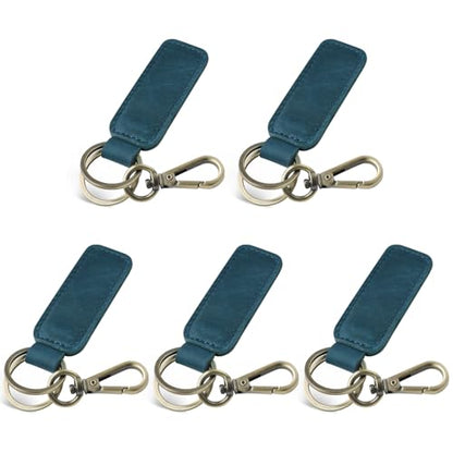 Jack&Chris Genuine Leather Car Keychain, Universal Key Fob Keychain, Leather Key Chain Holder for Men and Women, JC306 - color: Blue*5