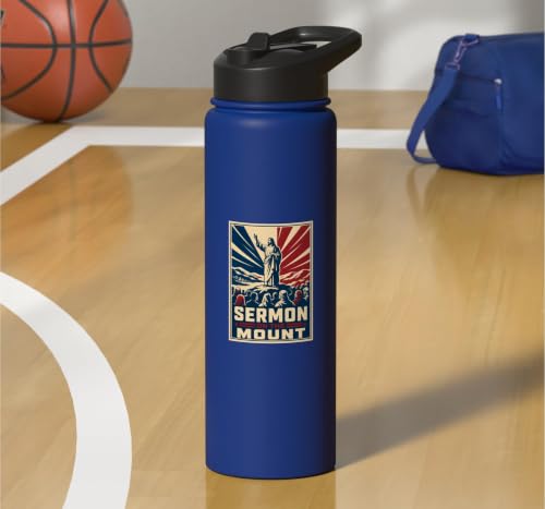 Sermon On The Mount Christian Faith Scripture Stainless Steel Insulated Water Bottle - color: Royal Blue