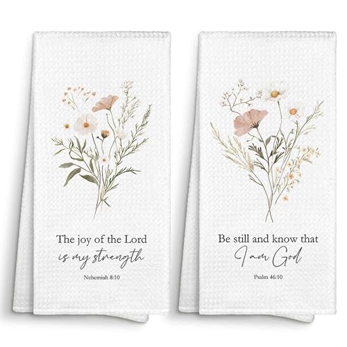 Floral Botanical Christian Bible Verse Kitchen Towels Decorative 16x24 Set of 2, Spring Flower Scripture Dish Towel Cloths Dishcloths Tea Towel, Aesthetic Bathroom Decor Kitchen Hand Towel - color: Botanical-b