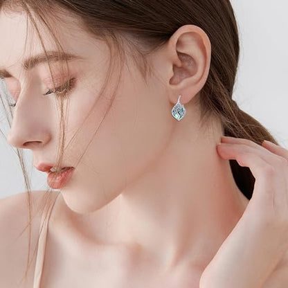 Celtic Trinity Knot Earrings for Women 925 Sterling Silver Triquetra Knot Leverback Abalone Shell Irish Jewelry Tree of Life Gift - style: tree of life