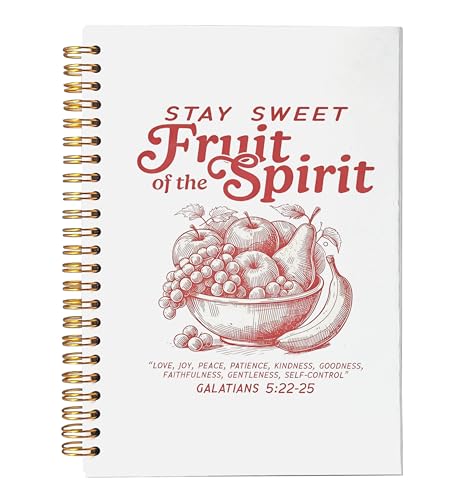 VNWEK Retro Red Christian Spiral Notebook Journal 5.5x8.3 Inch, Fruit of the Spirit Bible Verse Journal, Galatians 5:22-25 Scripture Religious Lined Hardcover Spiral Notebook - color: 50-XZ-bible-notebook