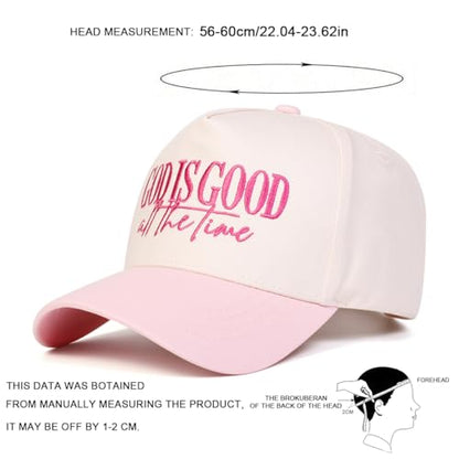 Trendy Embroidered Baseball Cap for Men & Women, Adjustable Snapback Hat for Casual Wear - color: God is Good3| Pink
