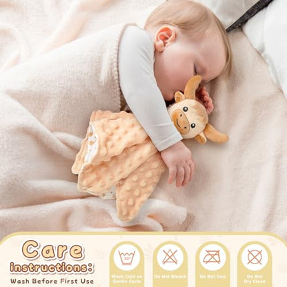 Loveys for Babies, Beige Highland Cow Baby Security Blanket - color: Brown Highland Cow