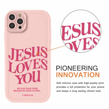 for iPhone 12 Pro 6.1'' 2 Pack Cute Christian Jesus Phone Case - color: Pink & Brown Jesus Faith Slogan, size: iPhone 12 Pro