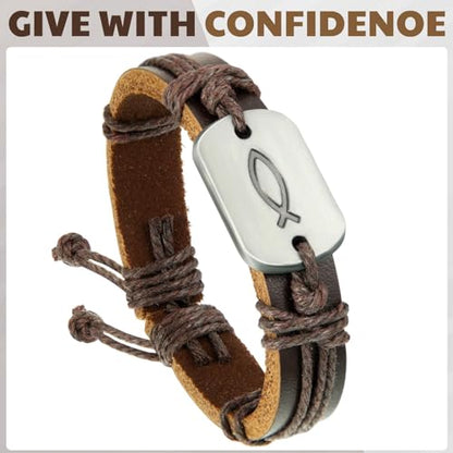 Landical 12 Pcs Fish Bracelet for Men First Communion Confirmation Gifts