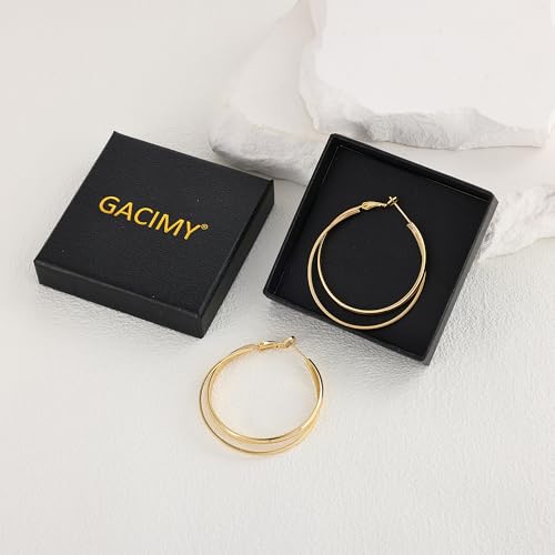 Gacimy Criss Cross Hoop Earrings for Women, 14K Gold Plated Hoops - color: Gold, size: 40mm