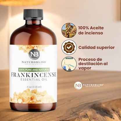 NaturoBliss 100% Pure Frankincense Essential Oil Therapeutic Grade Premium Quality (4 fl. oz) with Glass Dropper, Perfect for Aromatherapy - size: 4 Fl Oz (Pack of 1)