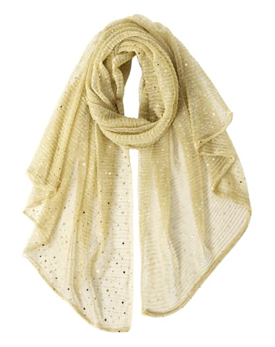 GERINLY Fashion Scarves for Women Lightweight Lace Printed Scarf Shawl Wrap - color: Gold