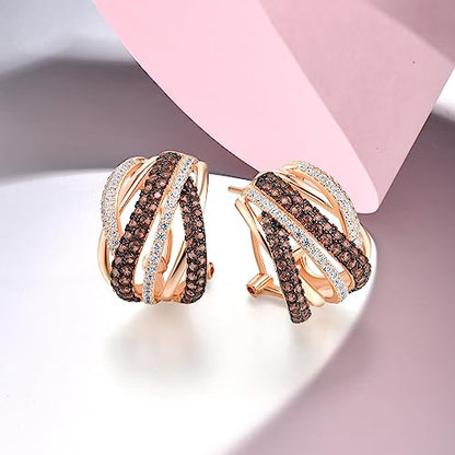 Santuzza 925 Sterling Silver Twisted Omega Back Earrings for Women - color: Irregular