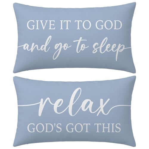 Dusty Blue Decorative Pillow Covers 12x20 Set of 2, Christian Gifts - color: Dusty Blue