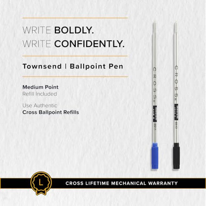 Cross Townsend Lustrous Chrome Ballpoint Pen, Medium Point, Black Ink - color: Lustrous Chrome