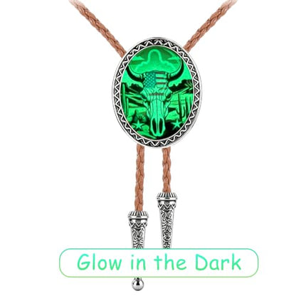GelConnie Gothic Bolo Tie for Men Women 3D Art Western Cowboy Necktie - color: Cow Skull Bolo Tie