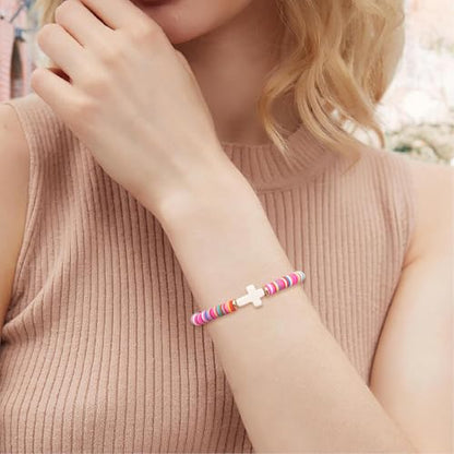 Cute Cross Bracelet Teen Girl Gifts Trendy Stuff Christian Gifts for Kids/Girls/Boys/Teens/Women Jewelry Colorful Jesus Bracelets Christmas Religious Communion Baptism Confirmation Gifts - color: 2-Be Strong and Courageous