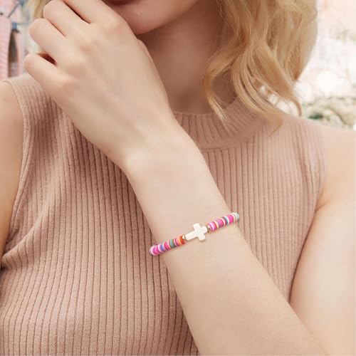 Cute Cross Bracelet Teen Girl Gifts Trendy Stuff Christian Gifts for Kids/Girls/Boys/Teens/Women Jewelry Colorful Jesus Bracelets Christmas Religious Communion Baptism Confirmation Gifts - color: 2-Be Strong and Courageous