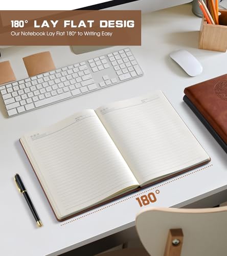 Biuwory Leather Journal Notebook,256 Thick Lined Pages,Hardcover 5.7"×8.3" - color: Brown, size: Lined-256 Pages (5.7"×8.3")