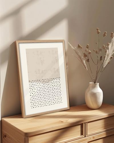 KensTro 12x16 Oak Framed Beige Christian Abstract Wall Art - color: Christian Abstract Biblical Theme-Framed, size: 16"L x 12"W