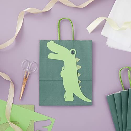 BLUE PANDA 25-Pack Dark Green Gift Bags with Handles, 8x4x10-Inch Paper Goodie Bags for Party Favors and Treats, Birthday Party Supplies