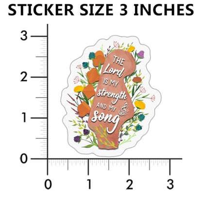 Pack 6 Psalms 118 14 The Lord is My Strength and Song Waterproof Vinyl Bible Verse Decals, 3 Inch Removable Matte for Laptop, Water Bottle, Journal & Planner