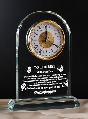 Mother in Law Gifts from Daughter Son, Mothers Day Glass Clock - color: Mother in Law Gifts