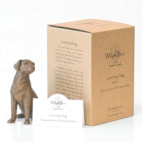 Willow Tree Love My Dog (Dark), Sculpted Hand-Painted Figure